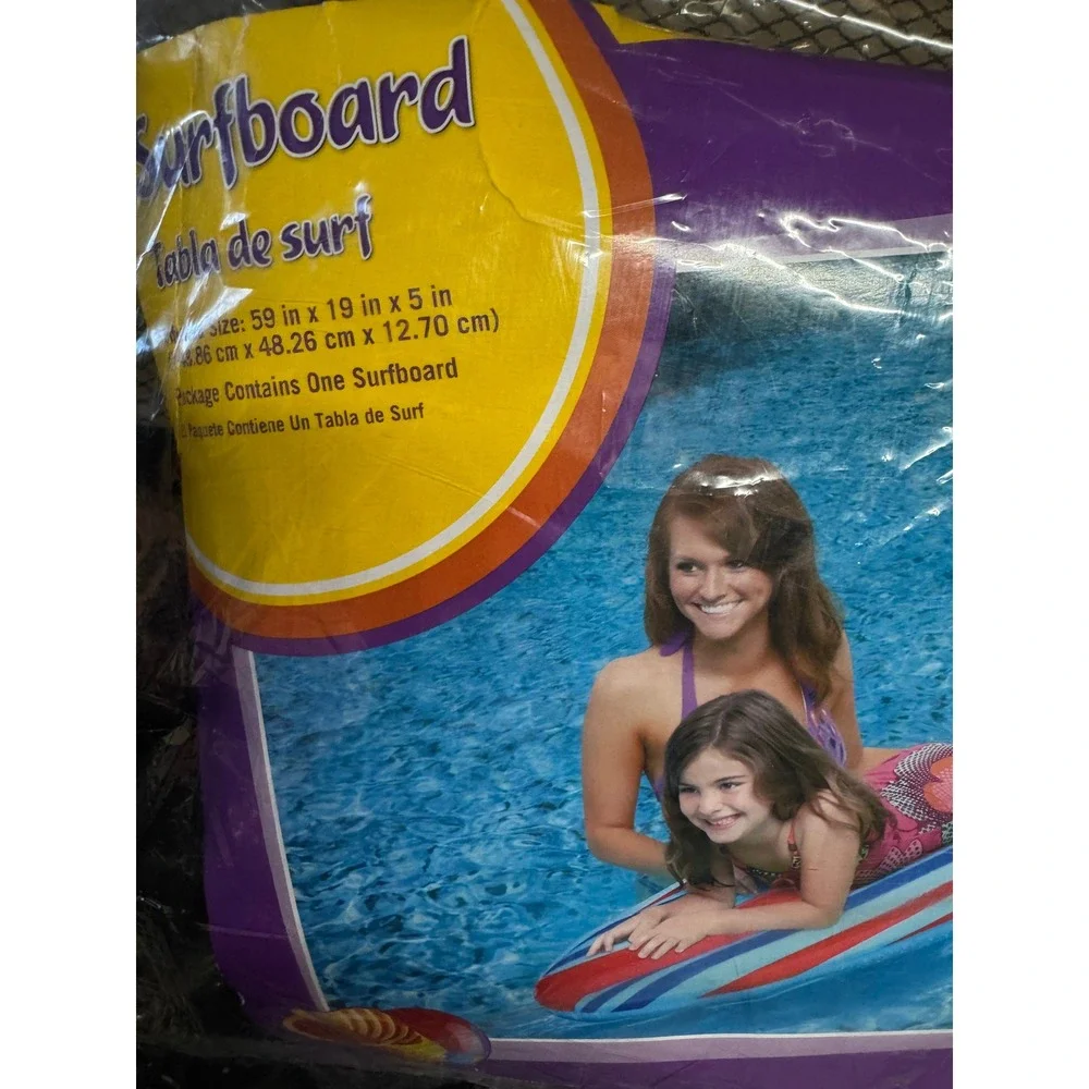 Clearwater Inflatable Surfboard Pool Float Raft 59x19 Blue Red Kmart Y2K Summer
